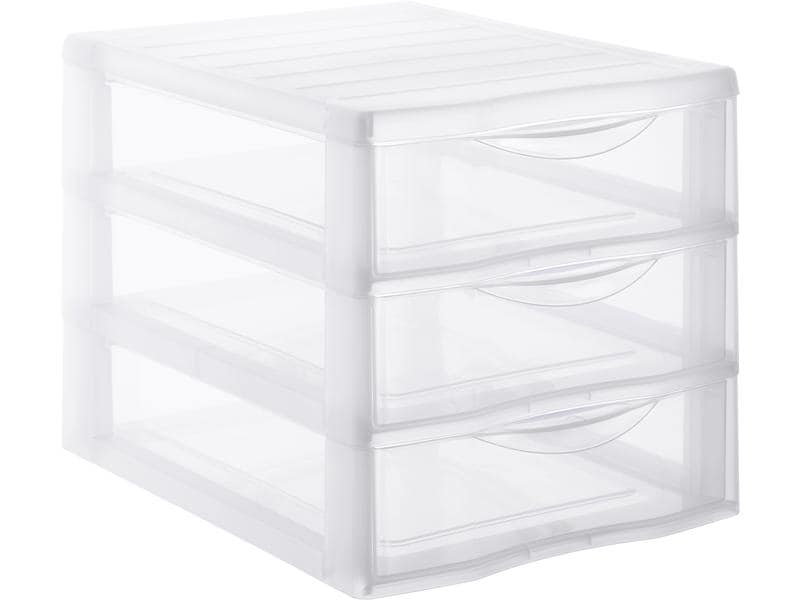 Sundis Schubladenbox A4 Oragamix Transparent Schubladenbox mit 3 Schübe