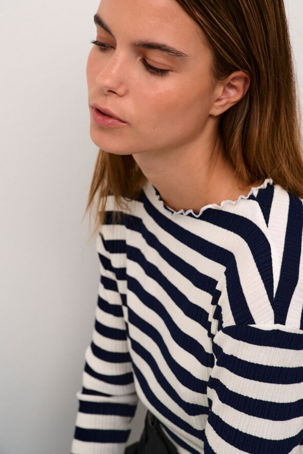Karen by Simonsen CandaceKB Big Stripe LS Egret/night sky stripe