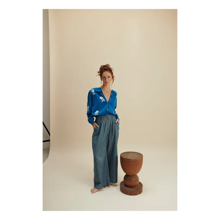 Emile et Ida Pantalon Zelinou Coton et Lin - Collection Femme | Bleu indigo