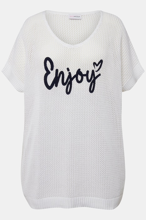 Pullover, oversized, Ajourstrick, ENJOY, V-Ausschnitt