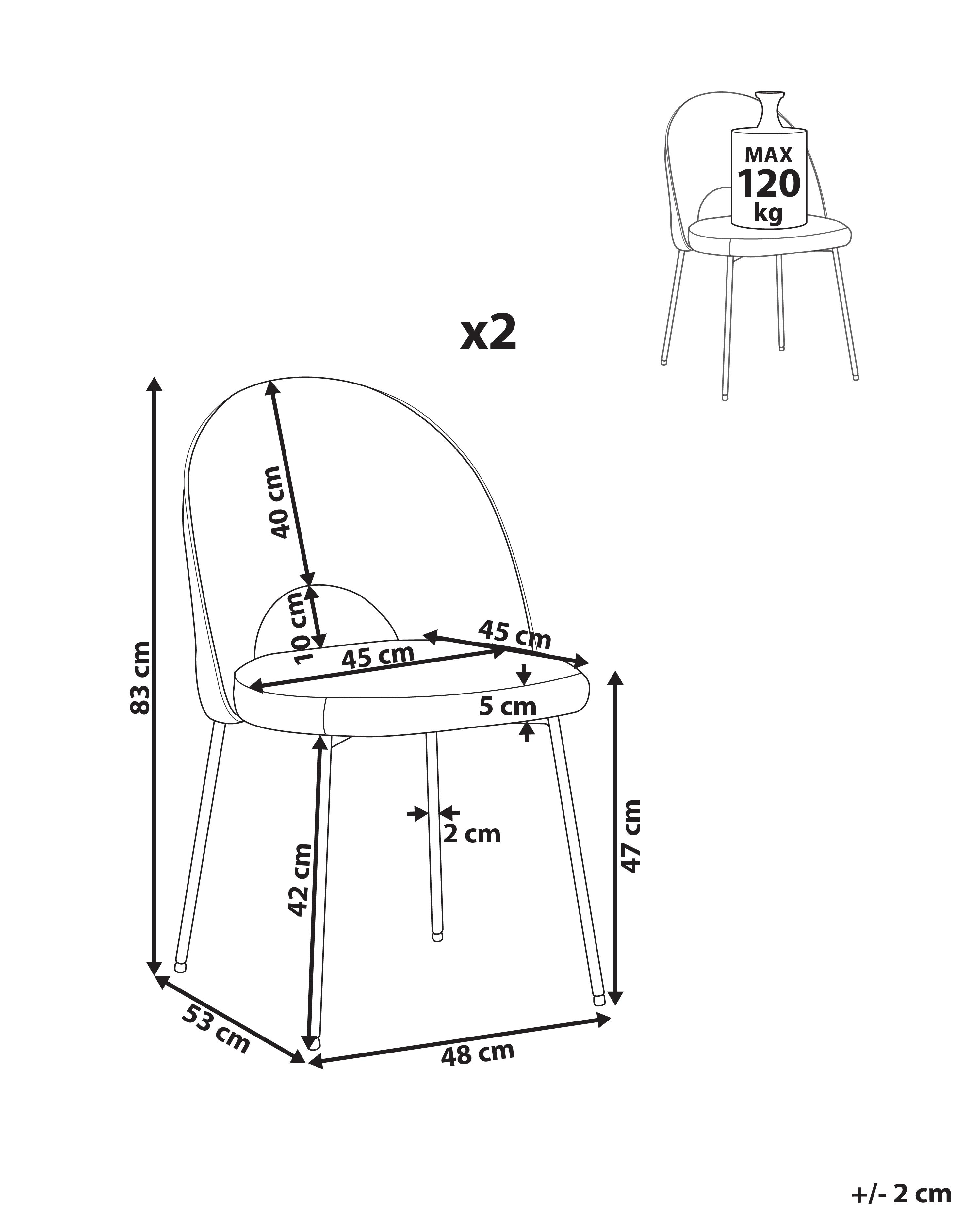 Set van 2 eetkamerstoelen COVELO Fluweel Oranje