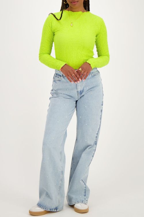 Neon groene top met bubbel structuur