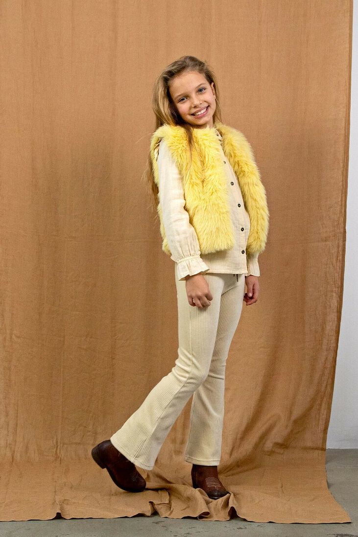 LIKE FLO ecru like flo flared broek rib velours flared pants