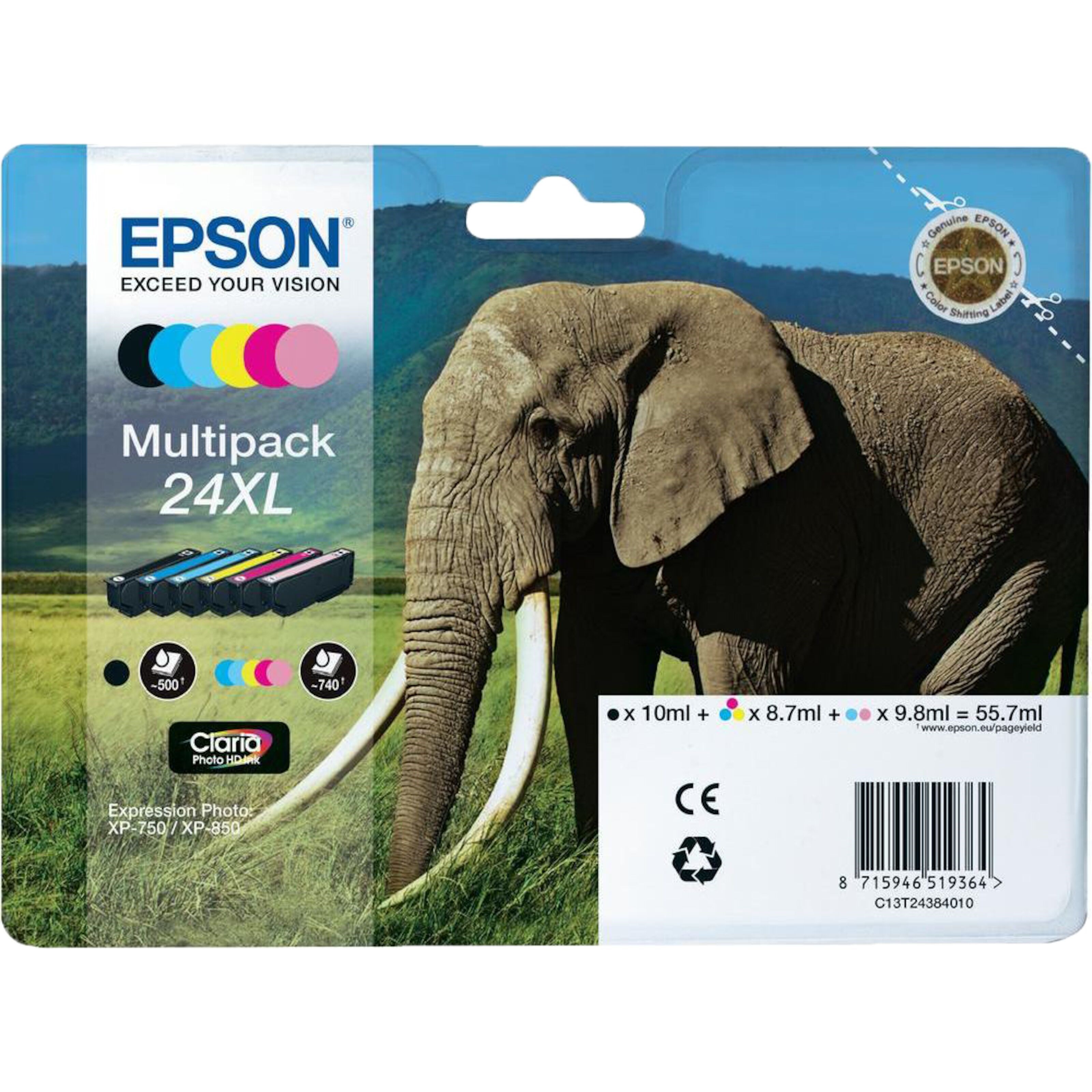 Epson T2438 Blekkpatroner XL, 6-pakning