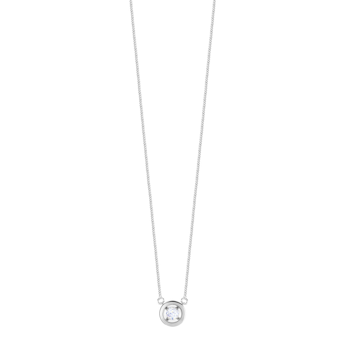 Collier or 375 blanc rond diamant 45 cm