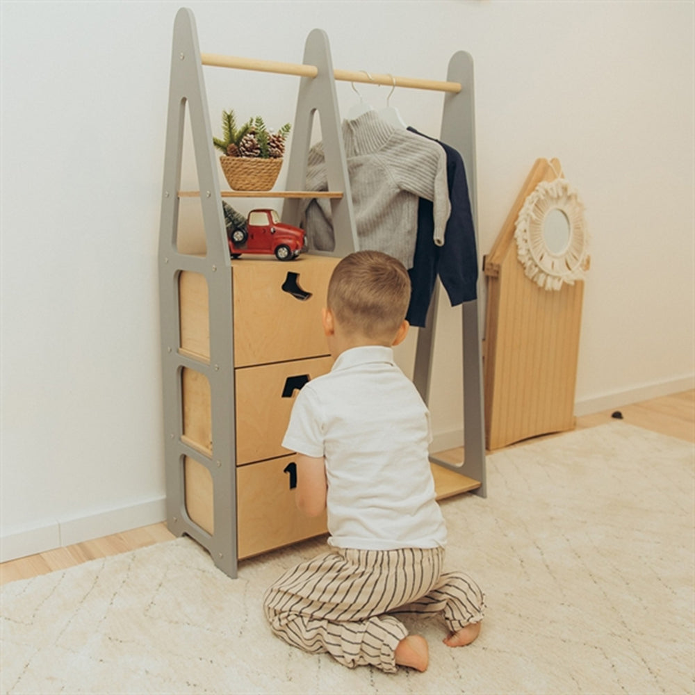 Køb Duck Woodworks Børnegarderobe m. Skuffer Grey