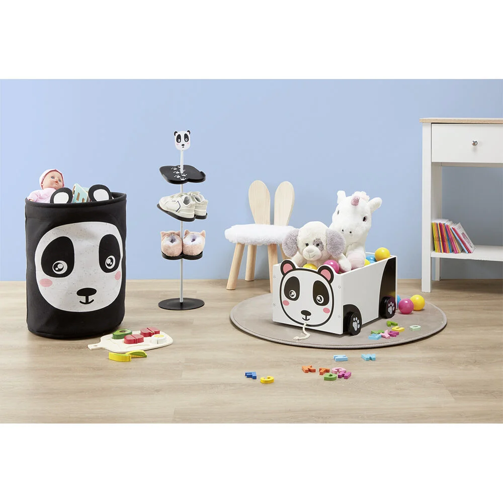 Range chaussure panda 3 paires 3 niveaux noir et blanc