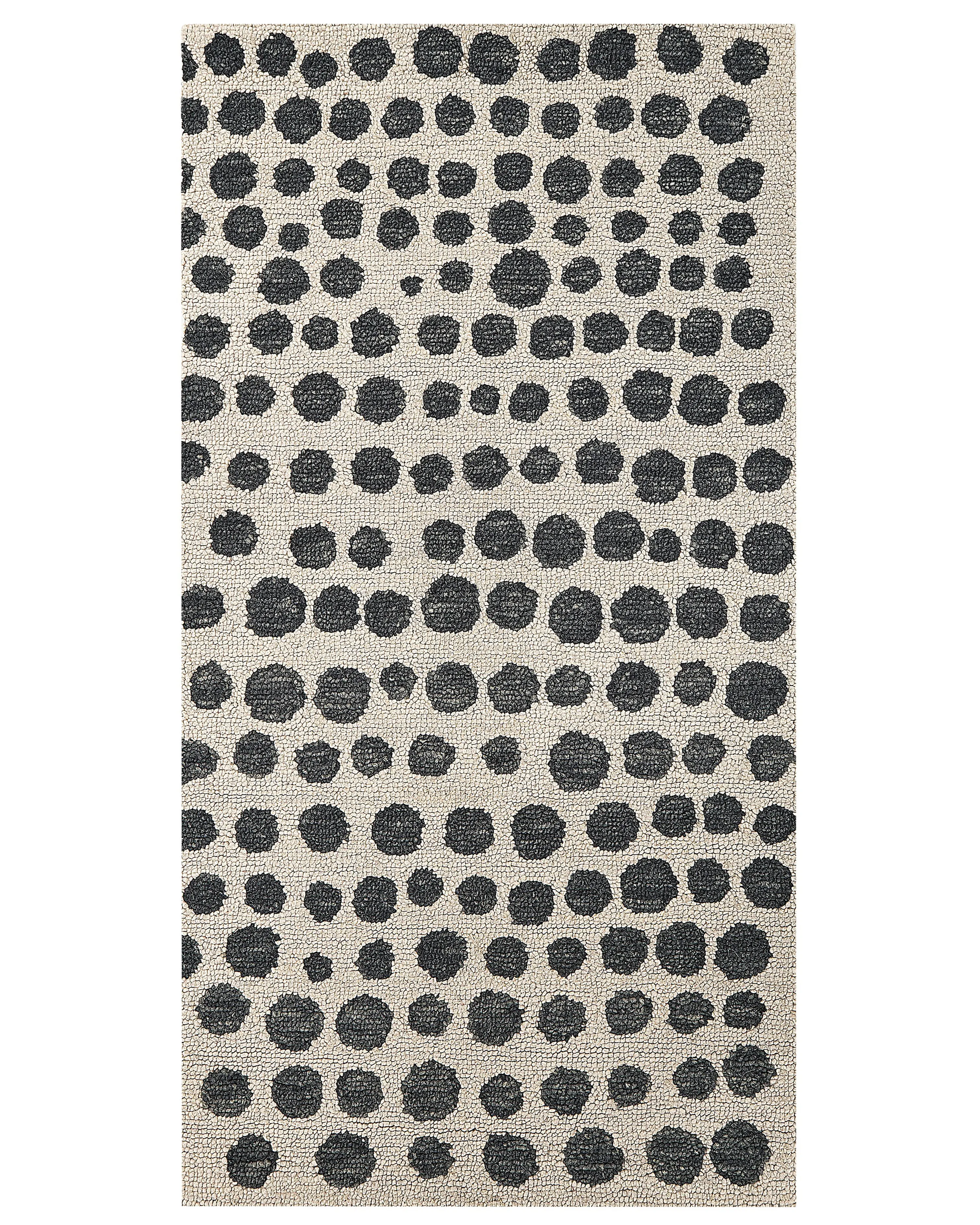 Vloerkleed HAVRAN Zwart/wit 80 x 150 cm Wol