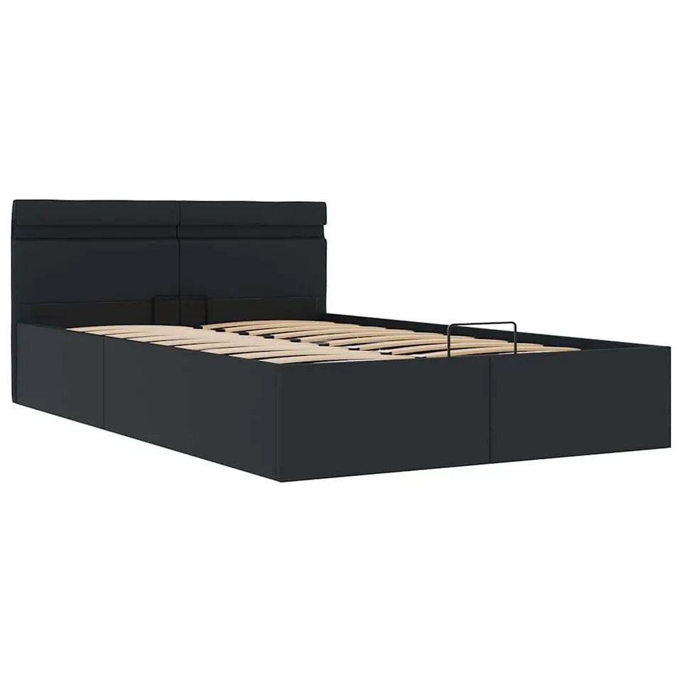vidaXL - Bed met opbergruimte incl. LED - zwart - Kunstleer - 120x200 cm