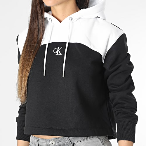 Sweat Capuche Femme Color Block 1336 Noir Blanc