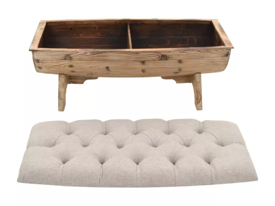 Banc de rangement Bois massif et tissu 103 x 51 x 44 cm