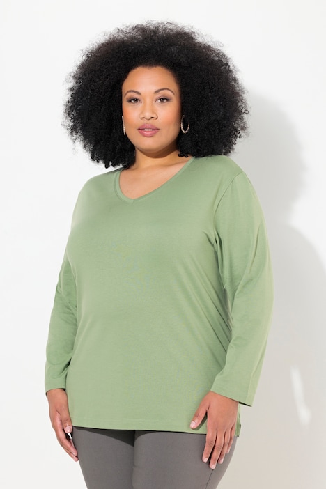Shirt, V-Ausschnitt, Relaxed, Langarm