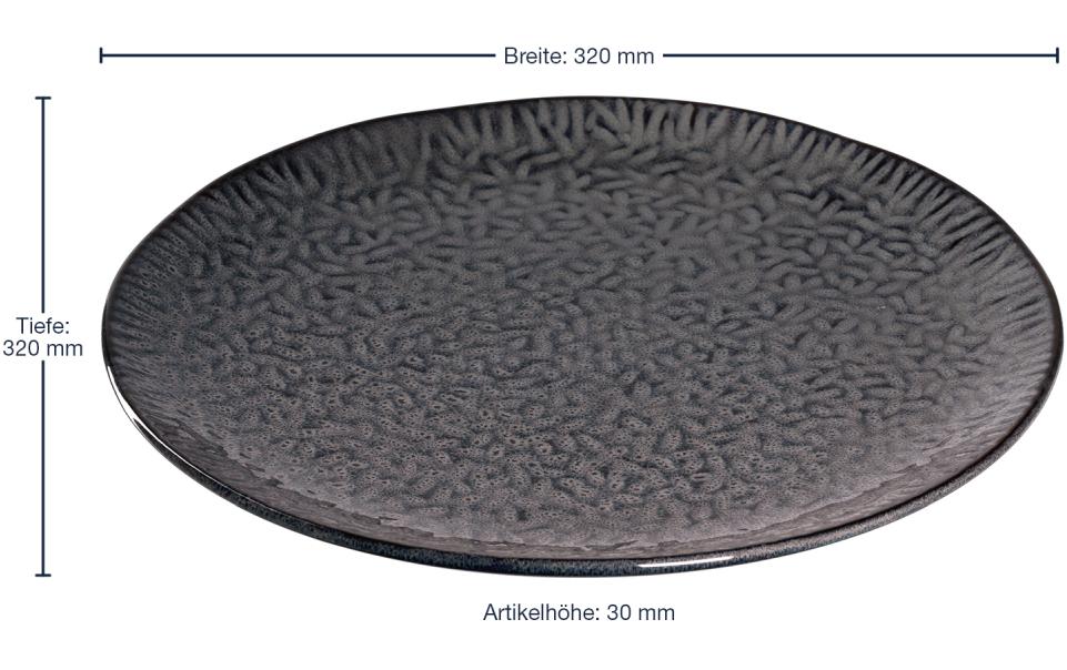 Platzteller Matera Ø 32 cm, 4 Stück, Anthrazit<br>Keramikteller