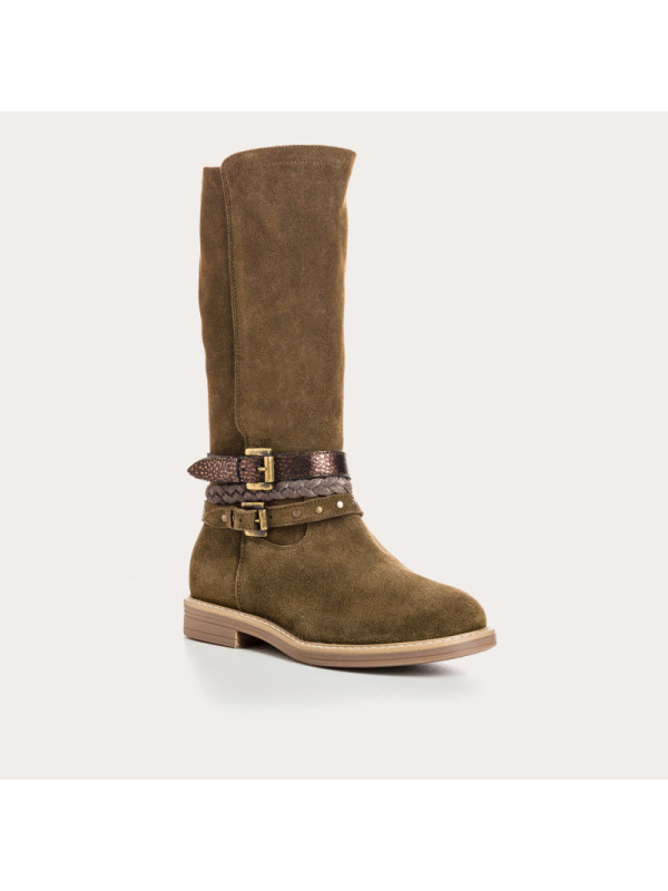 Bottes enfant Carmela Peau Kaki - Reqins