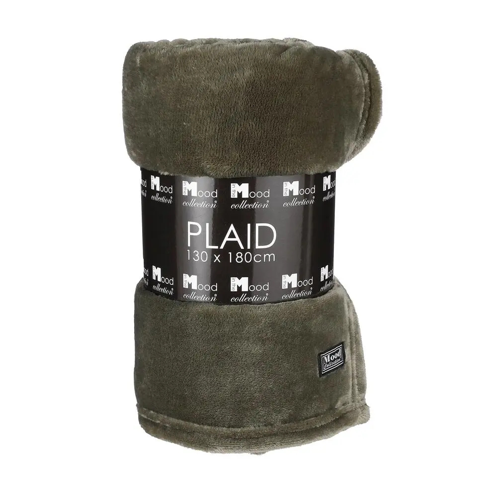 In The Mood Collection Famke Fleece Plaid - 180 x 130 cm - Donkergroen