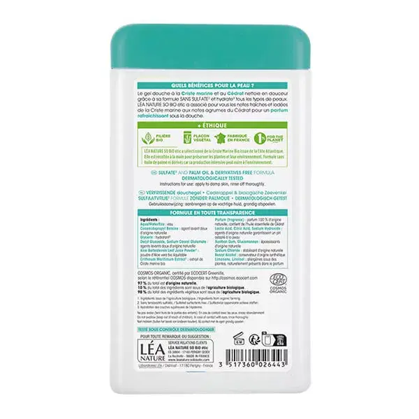 Gel de Banho Refrescante Léa Nature SO BiO étic com Cidra Orgânica e Funcho Marinho 450ml