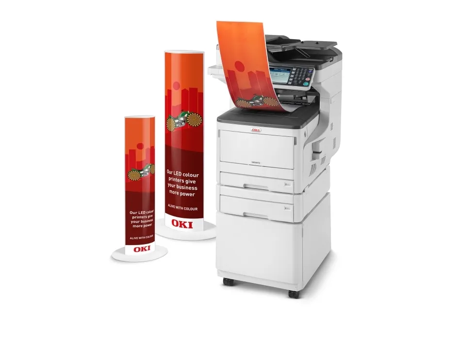 OKI MC853DNCT - Multifunktionsprinter - farve - LED - 297 x 431.8 mm (original) - A3 (medie) - op til 23 spm (kopiering) - op til 23 spm (udskriver) - 935 ark - 33.6 Kbps - USB 2.0, Gigabit LAN, USB vært