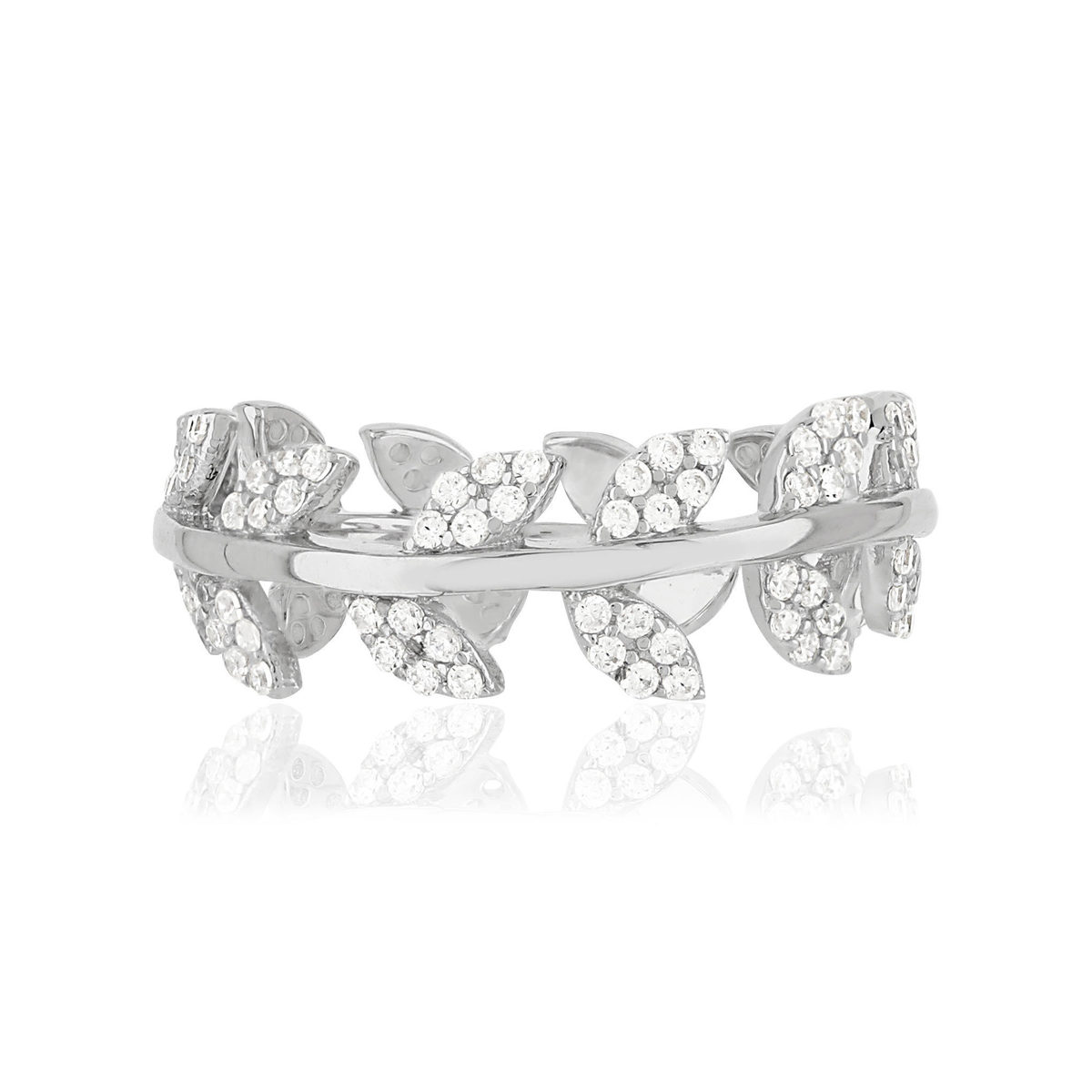 Bague argent 925 feuilles zirconias