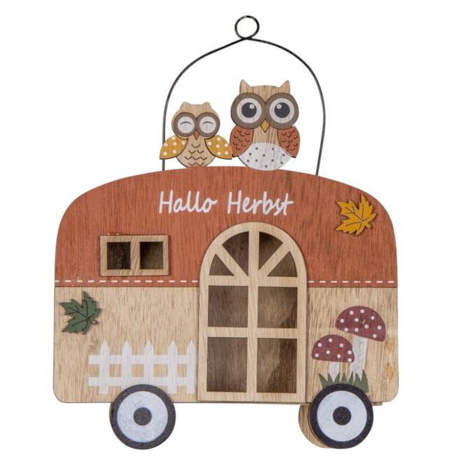Dekohänger - Wohnwagen - aus Holz - ca. 18 x 5 x 19,5 cm