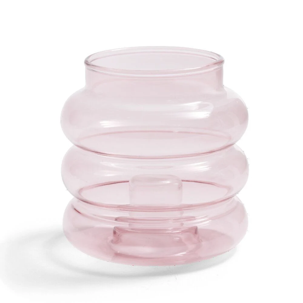 Bougeoir anneau rose clair Ø9xH8,5cm