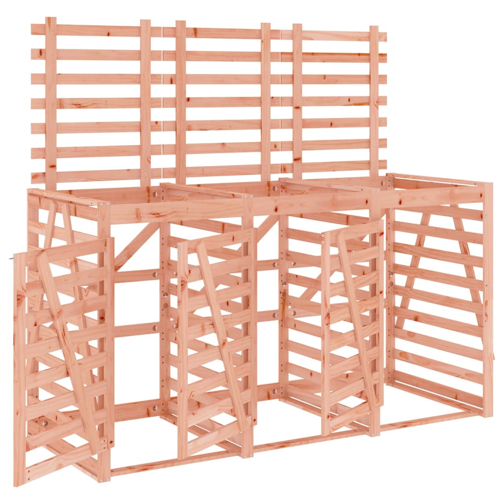 Abri pour poubelle triple sur roulettes bois massif douglas