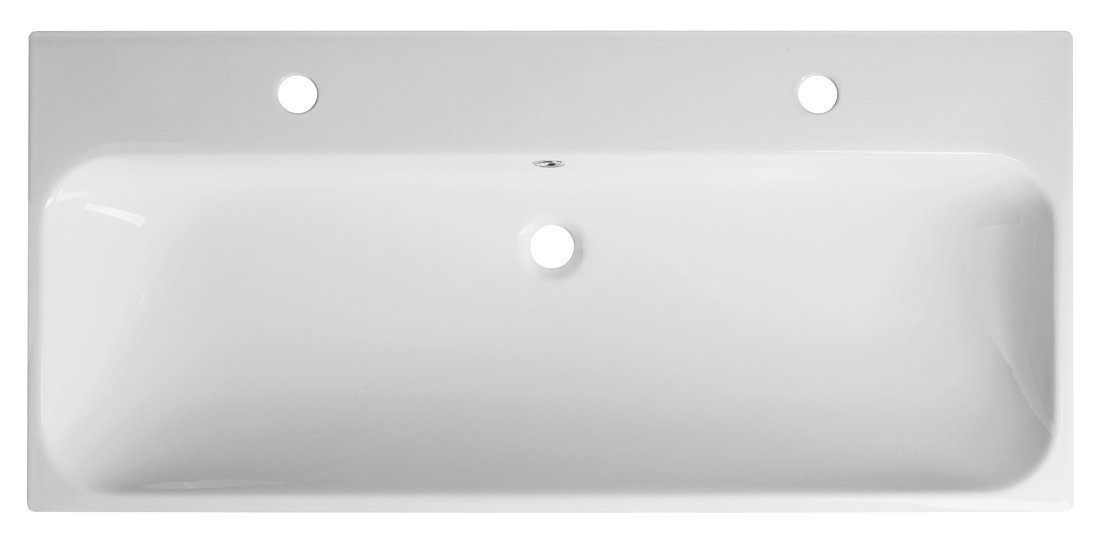 Sapho Toridi keramische wastafel 101x46,5cm met 2 kraangaten wit