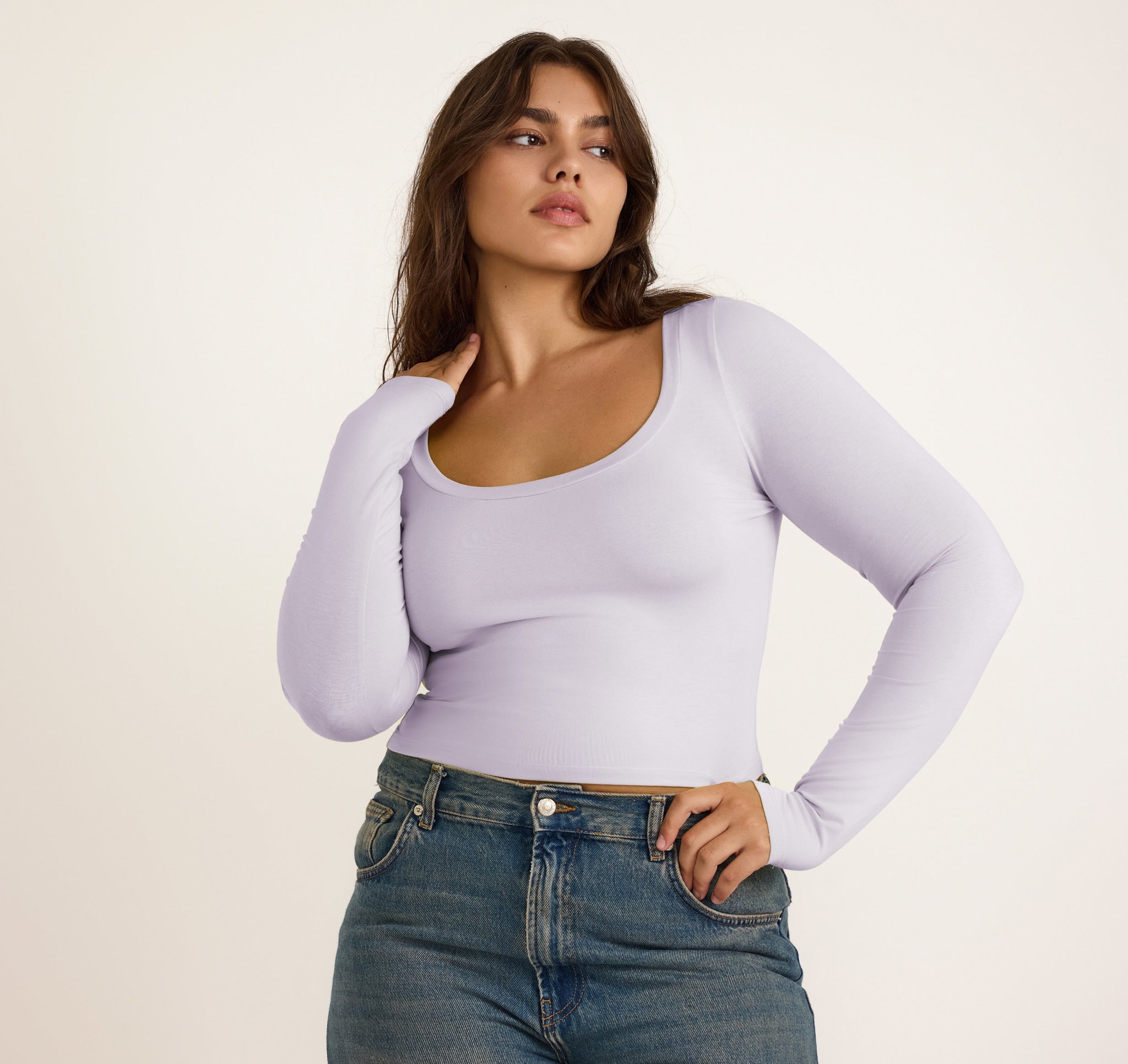 TENCEL™ MODAL<br>Everyday Scoop Neck Long Sleeve Tee