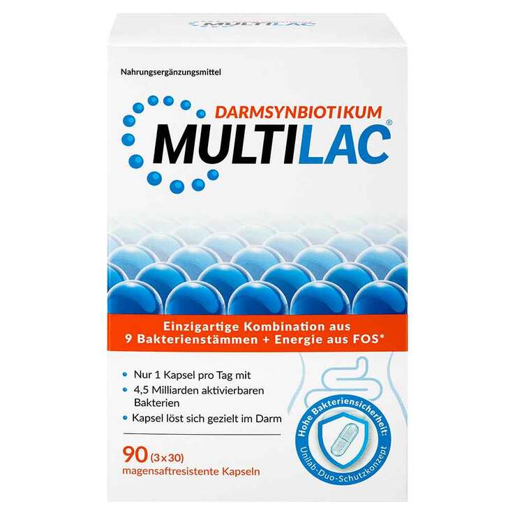 Multilac Synbiotikum magensaftresistent Kapseln, 3X30 St