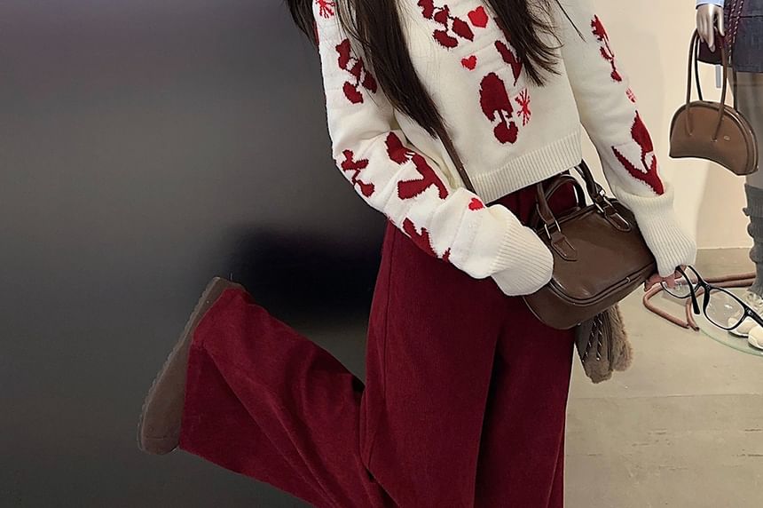 Alfie - Turtleneck Heart Sweater / High-Waist Corduroy Broek