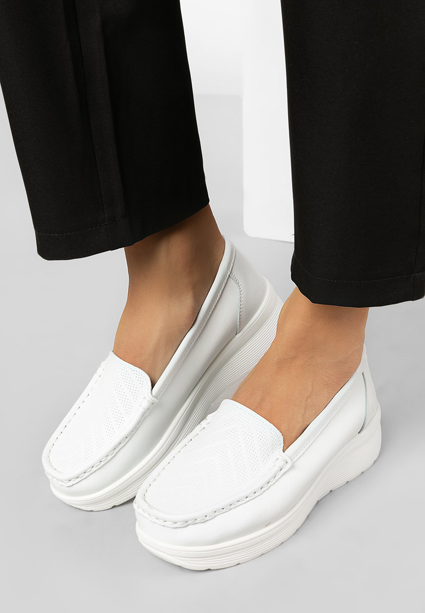 Mocassins femme en cuir blancs Ciela