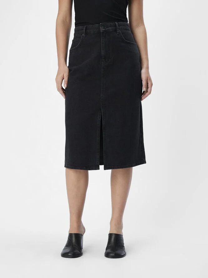Object OBJELLEN MW MIDI DENIM SKIRT NOOS Black denim