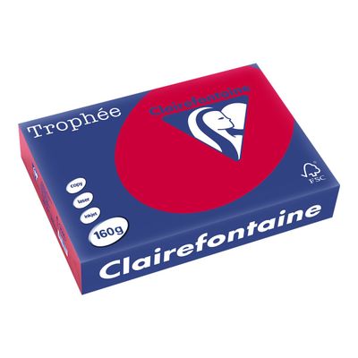 Clairefontaine Trophée - Papier couleur - A4 (210 x 297 mm) - 160 g/m² - Ramette de 250 feuilles - rouge groseille