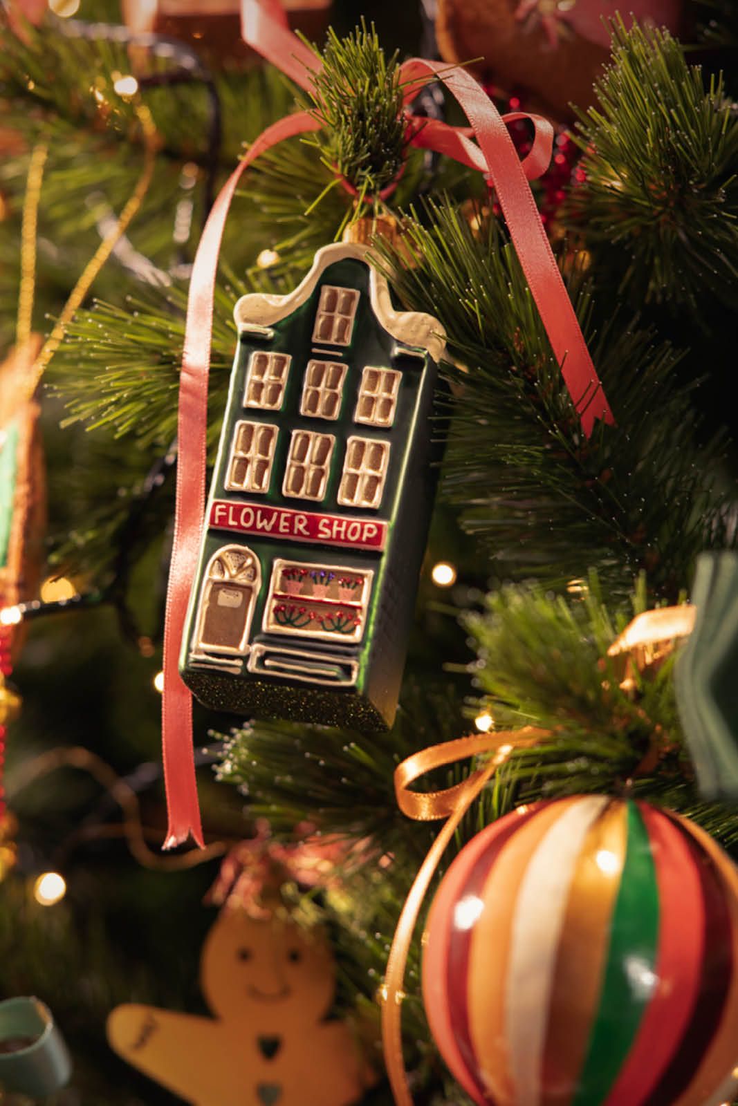 Kerst ornament grachtenpand bloemist
