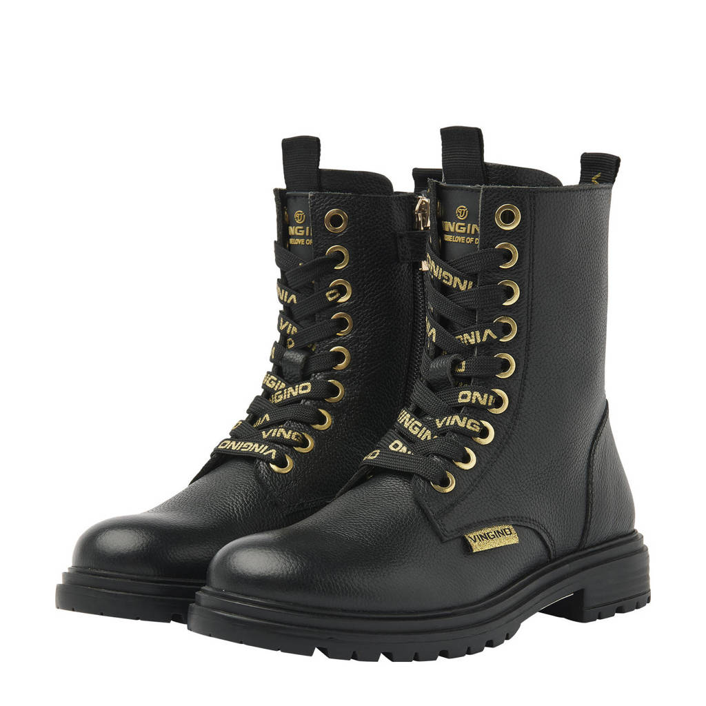 Vingino Julialeren veterboots zwart
