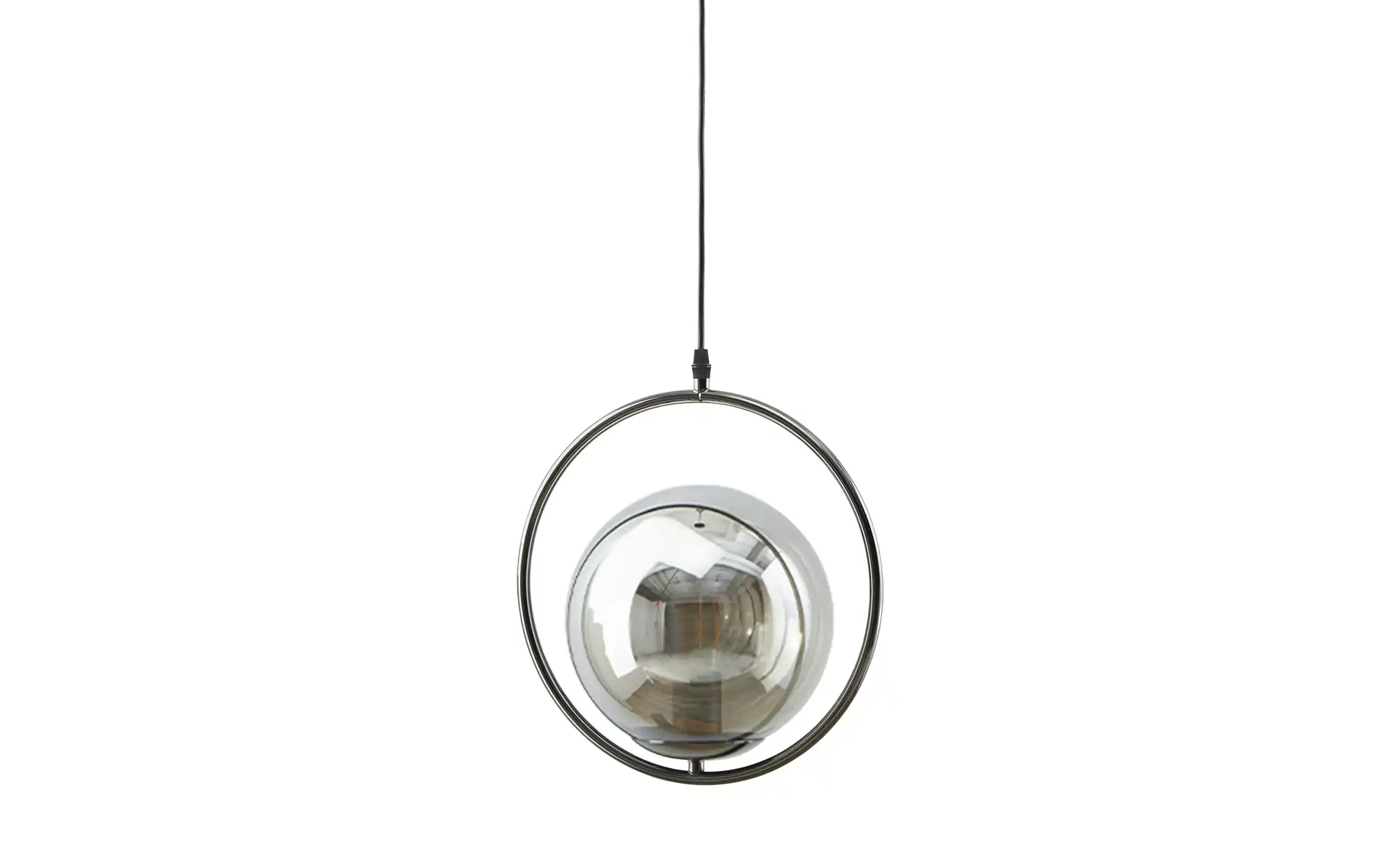 KHG Pendelleuchte, 1-flammig, schwarz-chrom mit Rauchglas