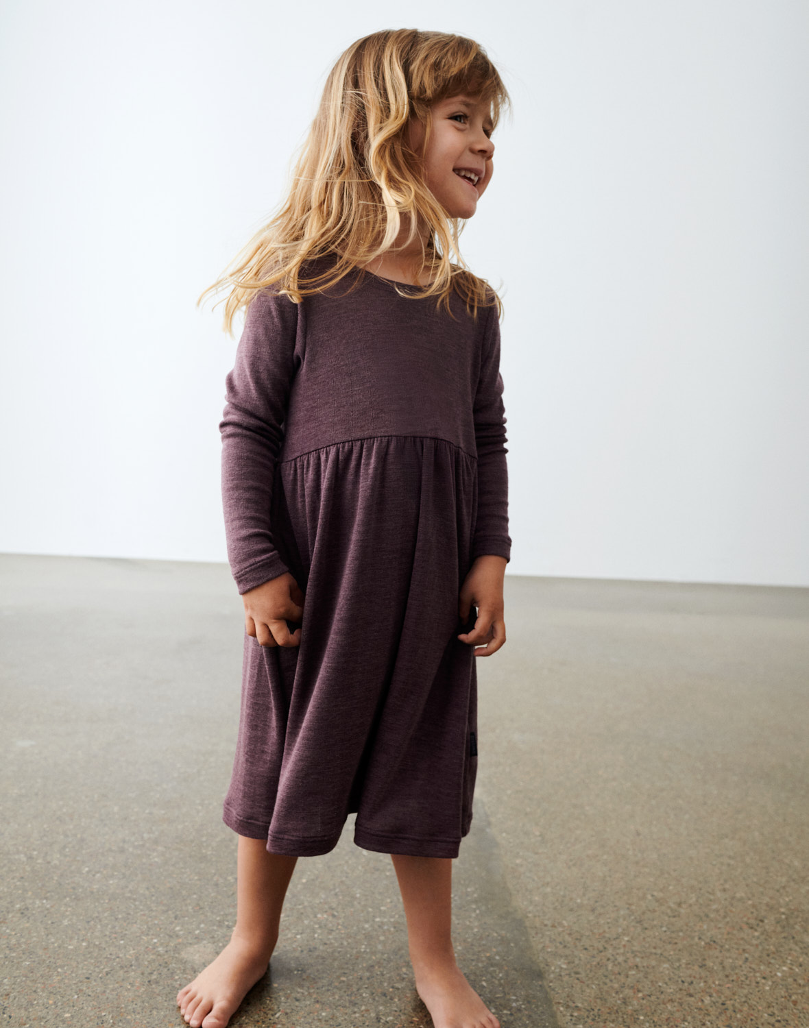 Pointelle jurk van merinowol/zijde voor kinderen