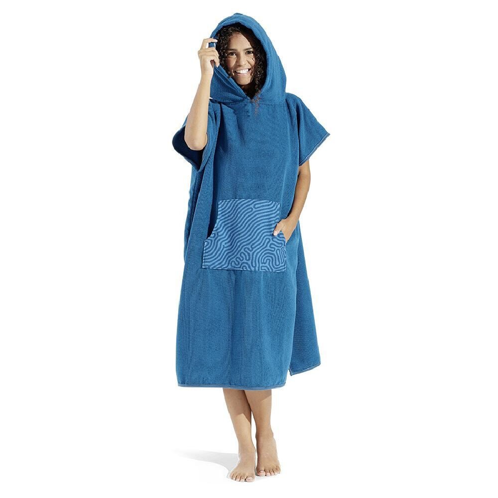 Poncho microfibre adulte 110x80cm bleu