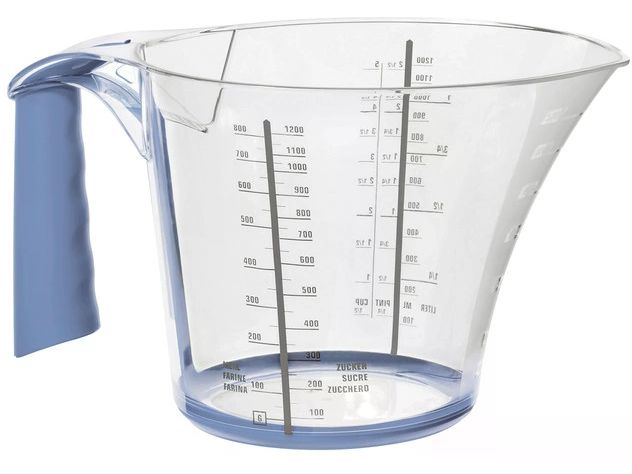 Rotho Messbecher Loft 12 dl, Blau/Transparent Messbehälter mit Griff und eingravierter Skala