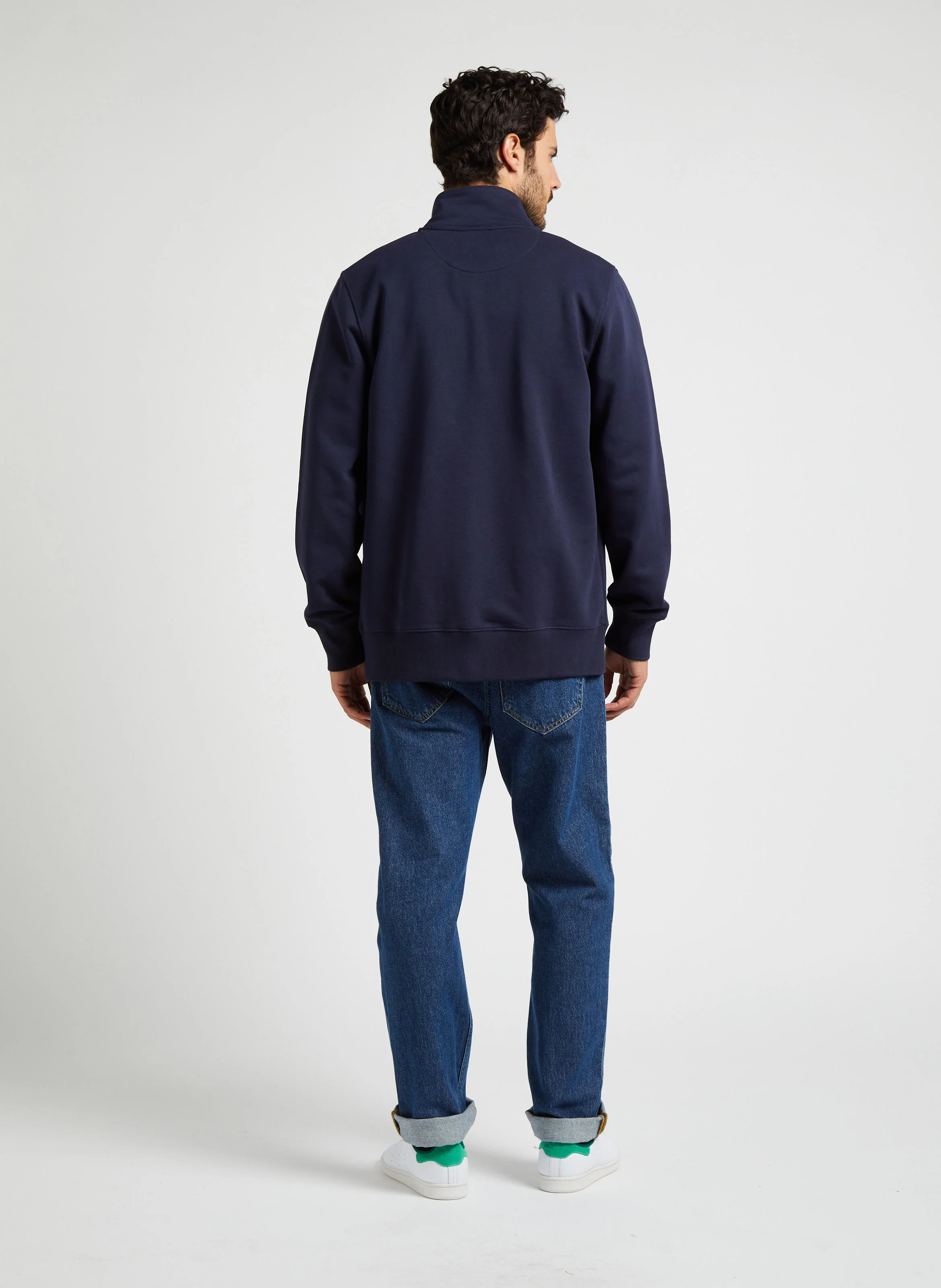 Sweat regular-fit col montant en coton mélangé | Bleu