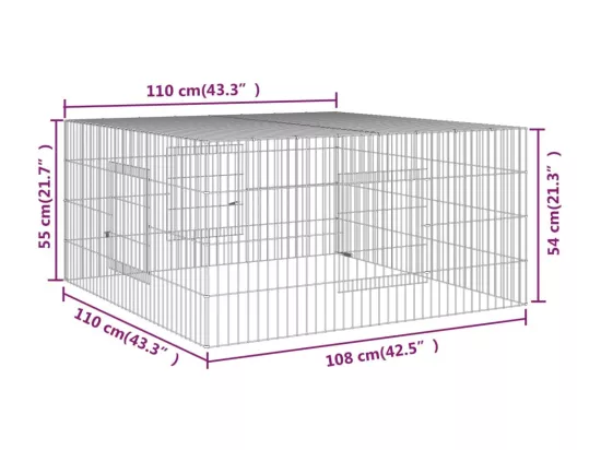 Cage à lapin 110x110x55 cm Fer galvanisé