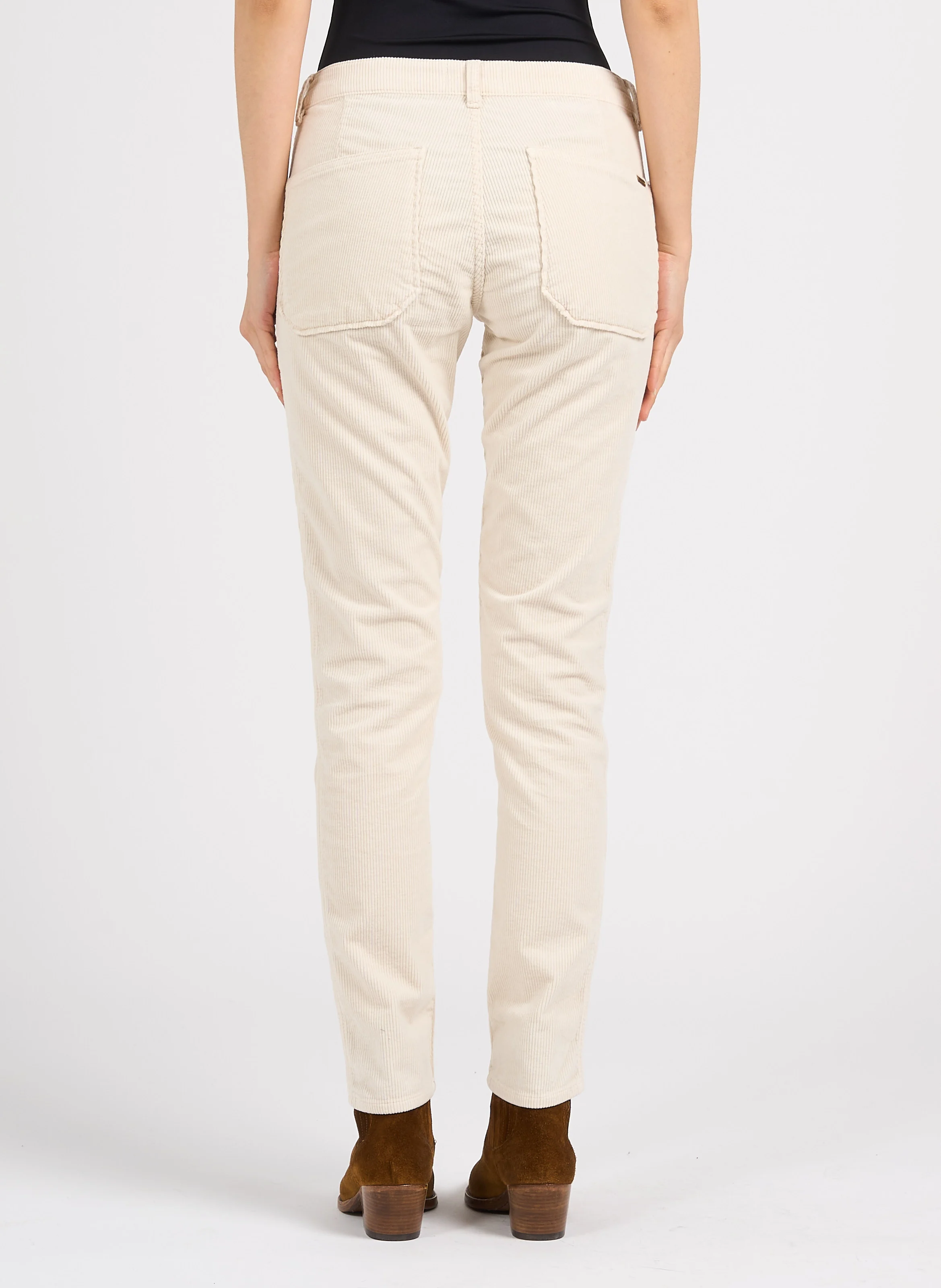 PIERCE - Pantalon slim en velours côtelé | Blanc