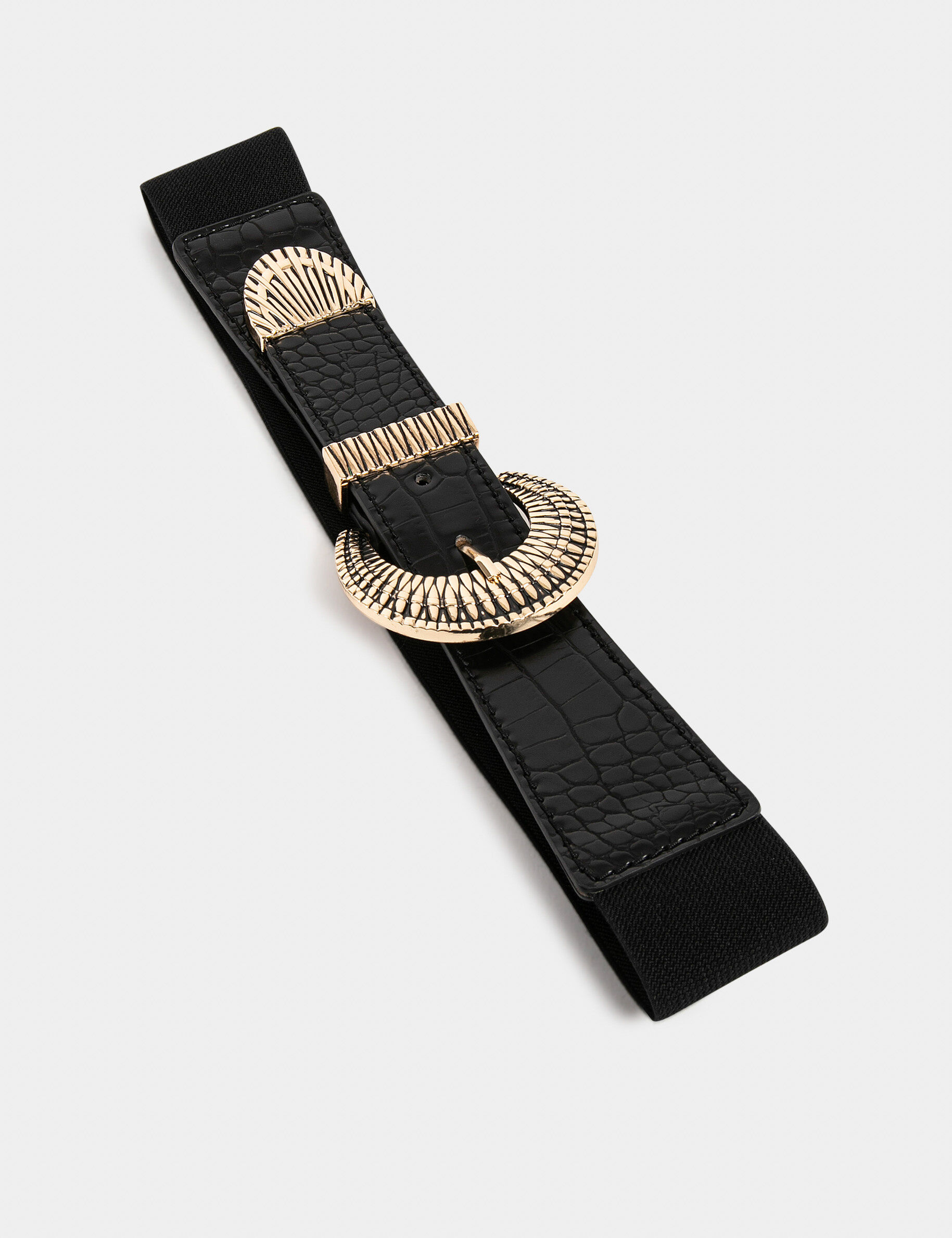Ceinture élastiquée avec boucle noir femme - noir