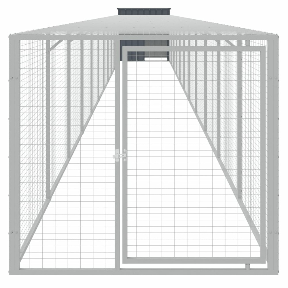 Poulailler avec cour anthracite 110x1221x110 cm acier galvanisé