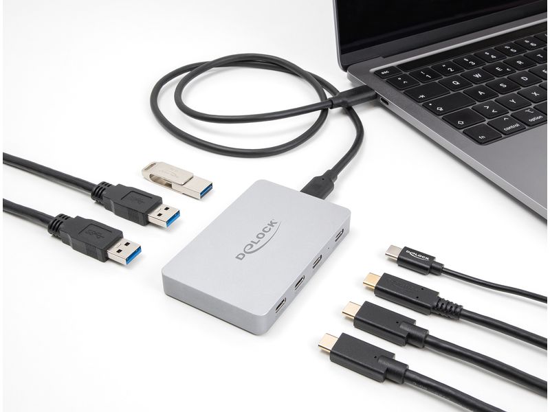 Delock USB-Hub 64279 7x Port USB Hub Delock 7 Port USB Hub mit 4 x USB Type-C Buchse und 3 x USB Typ-A Buchse mit PD 82 W