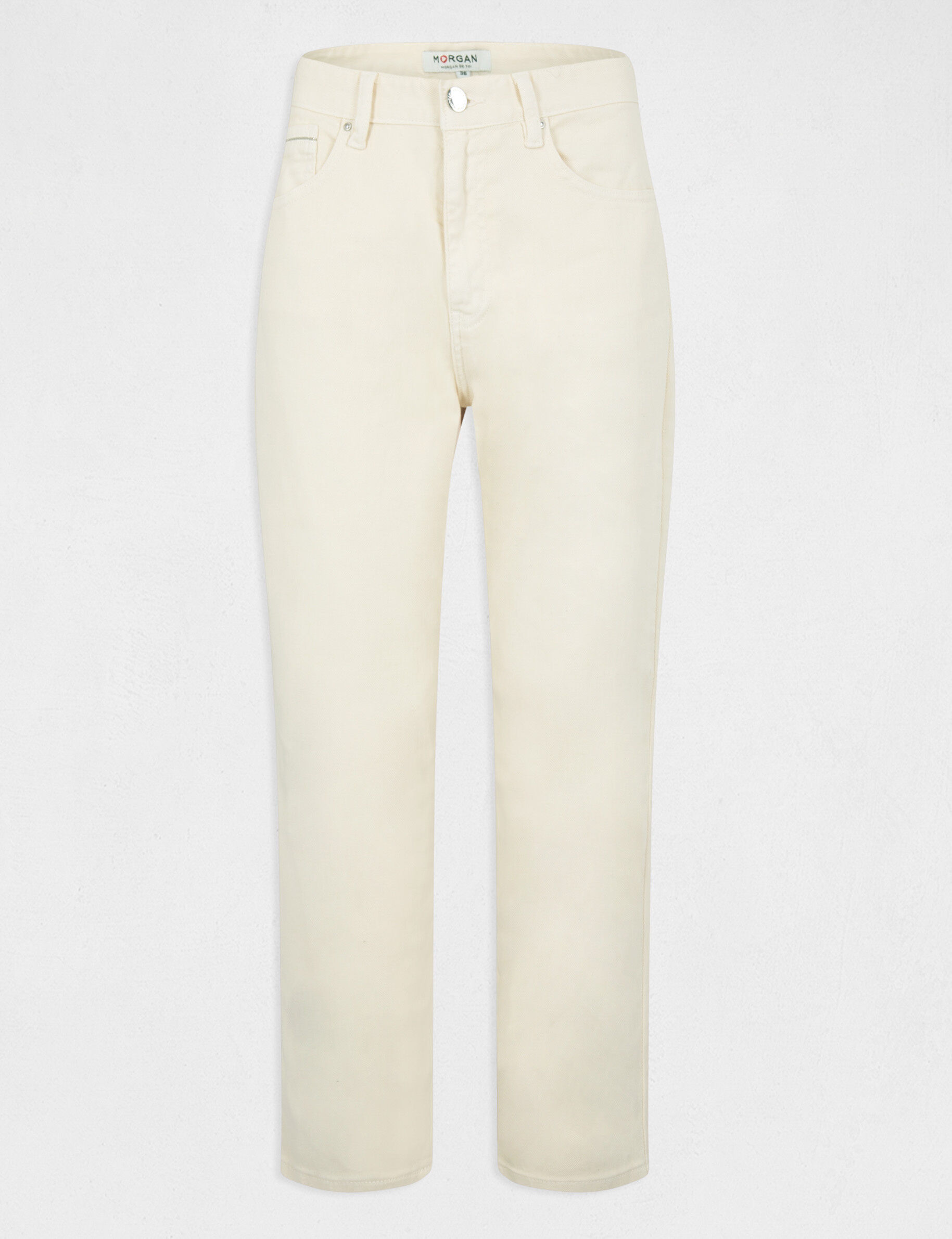 Pantalon droit ecru moyen femme - ecru_moyen