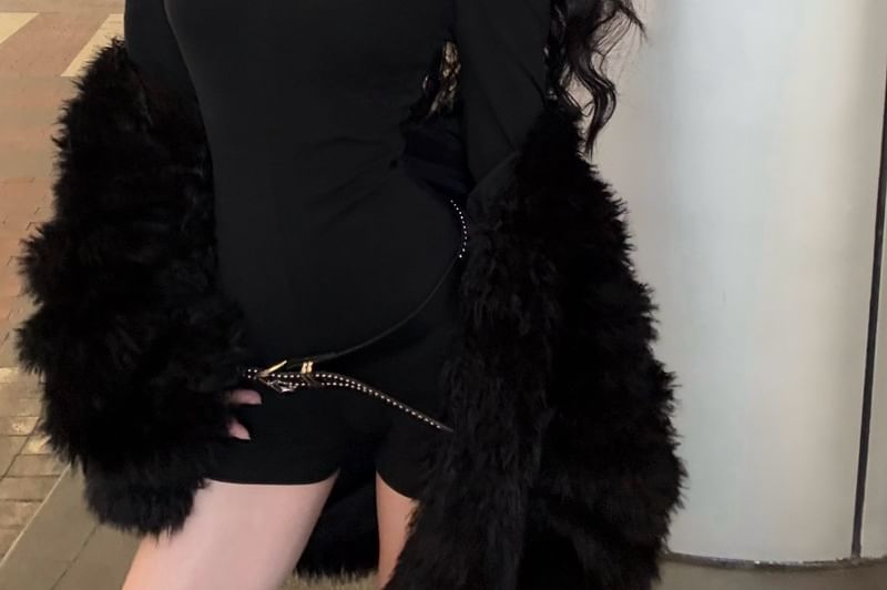 Kira Kira - Lange mouw halter romper met effen uitsnijding
