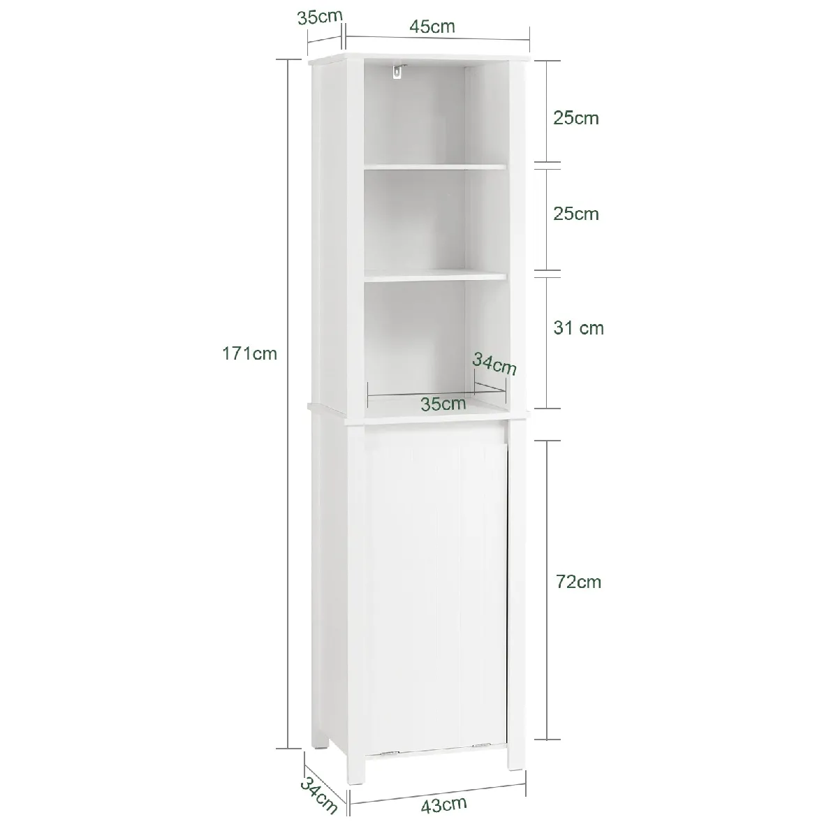 SOBUY BZR102-W - Meuble colonne salle de bain - Blanc