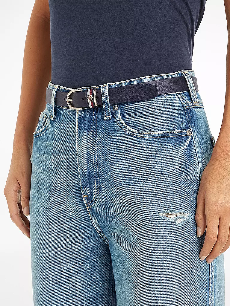 TOMMY HILFIGER Ledergürtel dunkelblau