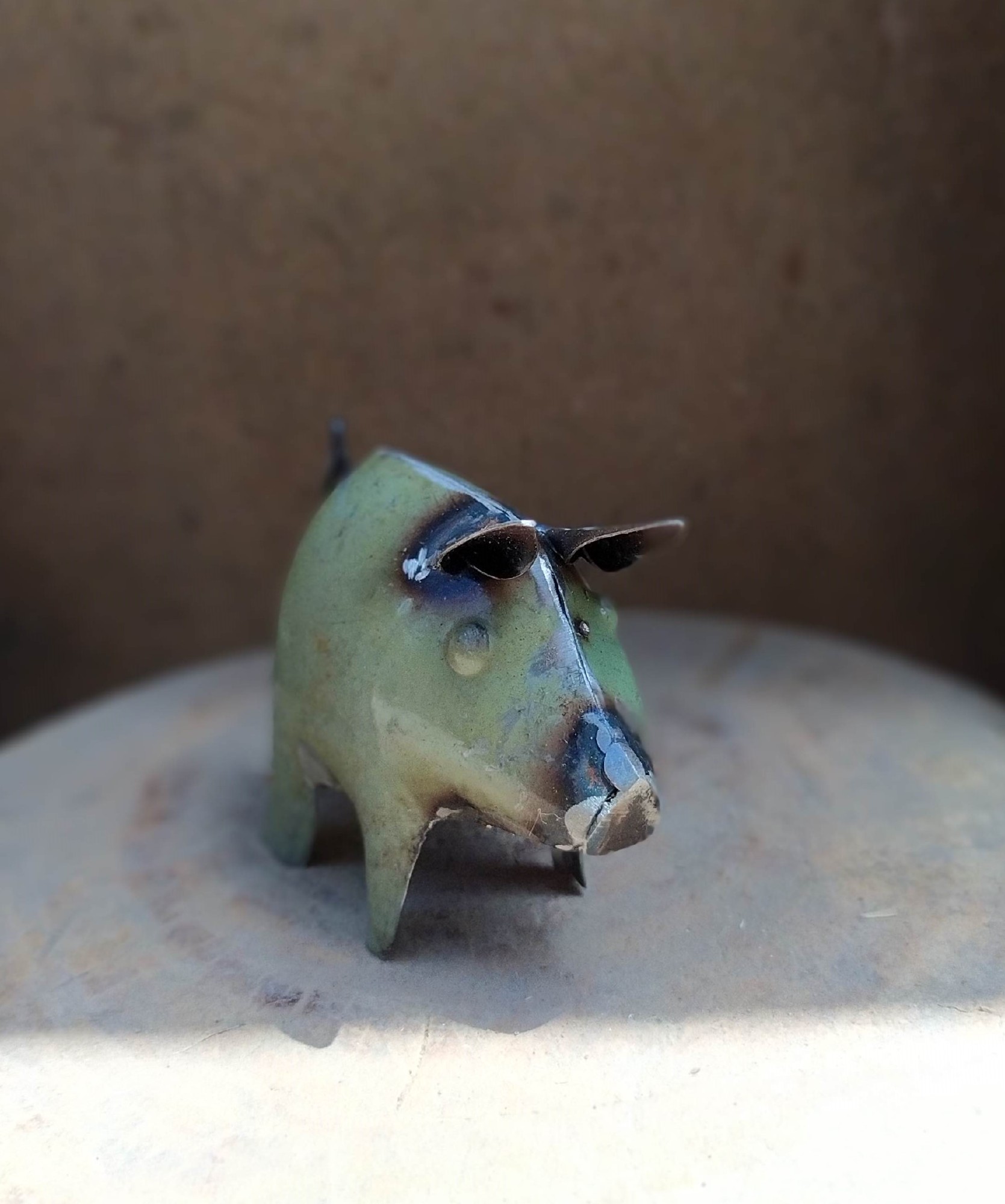 Metallfigur 'Schwein' grün, H 6 cm, B 10 cm, L 4,5 cm von fischer's lagerhaus