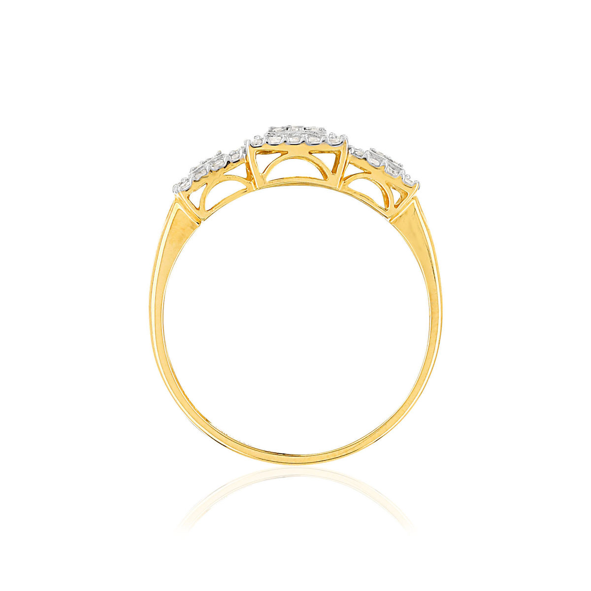 Bague or 375 2 tons rectangles diamants